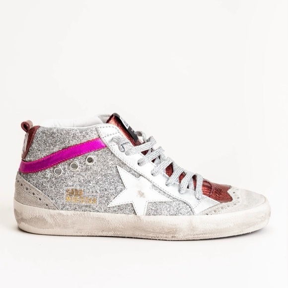 Golden Goose Midstar Silver and Pink Glitter Sparkle - Picture 7 of 7